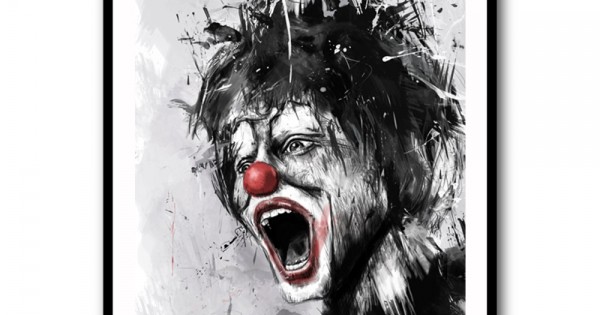 Clown at the Party Painting 60x90cm Framed Premium Quality Wall Art